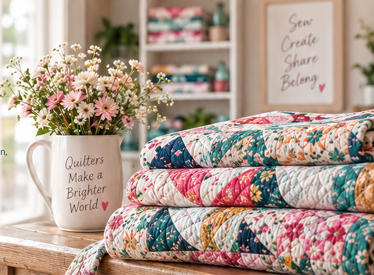Colorful handmade quilts